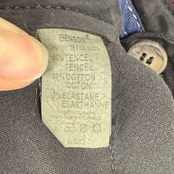 Benson Black Flat Front Slash Pockets Chino Shorts Size 32 - Picture 8 of 10